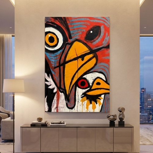 Arte astratta con uccelli