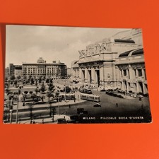 MILANO PIAZZALE DUCA D'AOSTA VECCHIA CARTOLINA BIANCO E NERO