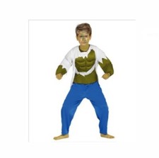 COSTUME HULK CARNEVALE BAMBINO VESTITO GUIRCA SUPEREROE VERDE MUSCOLOSO FORZUTO
