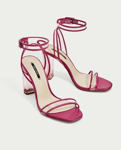 Zara sandali vinile tacco rosa - zara,