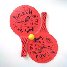 2 Racchette in plastica + 1 Pallina in Gomma per Mare Spiaggia Bambini e Adulti