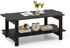 Tavolino Da Caffè a 2 Ripiani, Tavolino Rettangolare Da Salotto in Legno Con Men