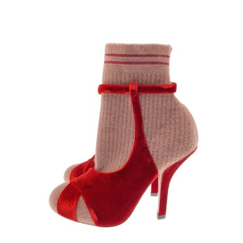 Stivali fendi pelle rosso - pelle,