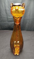 Bottiglia Decanter Da Collezione-  Vetro Ambrato Forma Di Gatto Vintage Anni '50
