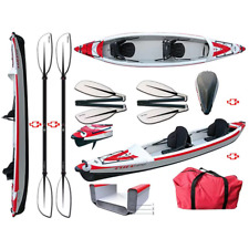 canoa gonfiabile biposto marca BIC rossa e bianca