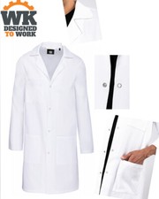 CAMICE DA LAVORO UOMO BIANCO COTONE PER MEDICO DOTTORE LABORATORIO FARMACISTA