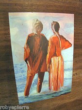 Cartolina mostra pittore Mario Berrino Milano 1982 Le amiche sul bagnoasciuga