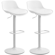 HOMCOM Set 2 Sgabelli Bar Girevoli con Altezza Regolabile e Schienale Bianco