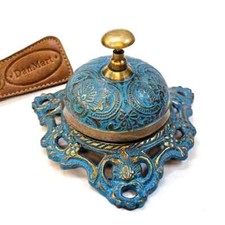 Tavolo vintage ottone liscio campana blu scrivania servizio ufficio hotel neg...