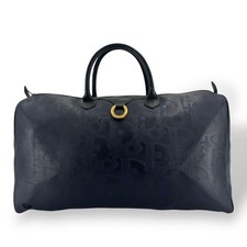 Borsa vintage Dior Trotter Boston borsa da viaggio in pelle PVC navy usata