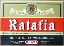Etichette vino liquori SPAGNA RATAFIA  Destilerias La Vallesana wine labels