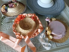 LOTTO 3 CAPPELLI IN PAGLIA stile 1700-BAMBINA 8 ANNI/Marie Antoinette