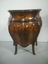 VECCHIO MOBILETTO COMODINO UN' ANTA CHIPPENDALE BOMBATO E INTARSIATO ANNI 30/40