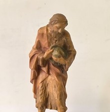 Anri Kuolt Pastore con cappello statuina presepe in legno 12,5 CM Vintage