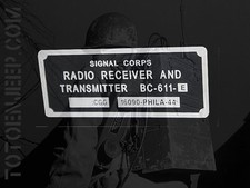 plate plaque plaquette radio BC611 E ALU jeep willys scr 536 gi us ww2 