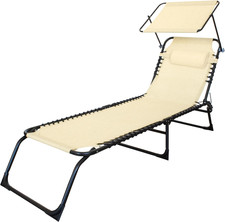 Lettino Prendisole Pieghevole Con Tetto Parasole E Cuscino – Struttura in Acciai