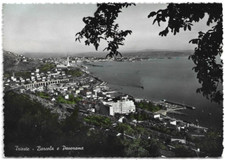CARTOLINA DI TRIESTE ,PANORAMA DI BARCOLA - ACQUARELLATA - Ed. A. CADEL ANNI '50