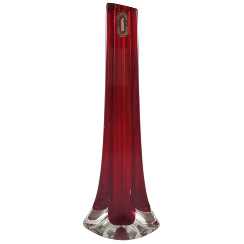 Vaso tre lati vetro rosso - vaso,