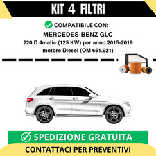 Kit 4 Filtri Tagliando per MERCEDES-BENZ GLC 220 D 4matic 125 kw Diesel 2015-...