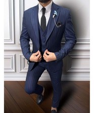 Abito uomo gessato blu con