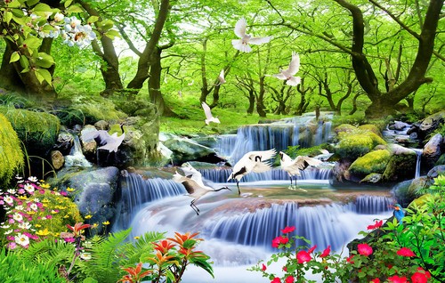 Cascata foresta paesaggio tela