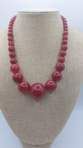Collana perline galalite rossa - perline,