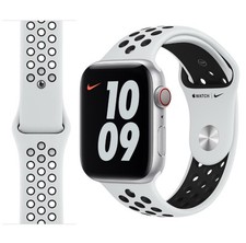 Cinturino originale Apple Watch Nike Sport PURO PLATINO/NERO 49mm 46mm 45mm NUOVO