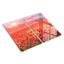 Coperchio da cucina in vetro 2x30x52cm Campo con papaveri Vetro Temperato