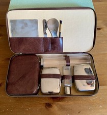 Beauty case - toilette da viaggio in cuoio marrone per uomo - vintage anni '70