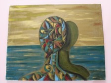 Quadro astratto cubismo moderno 40x50 wall art Undine  su tela dipinto a mano