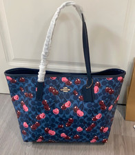 FS! Borsa Coach Cy691 City Tote Bag firmata in tela e pelle con denim stampa ...