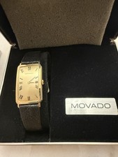 Vtg Movado Gold Rectangle