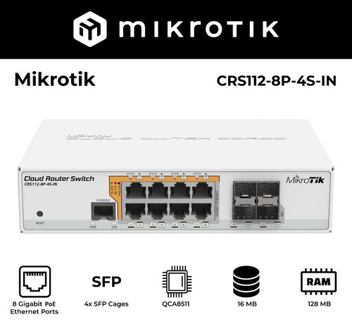 Mikrotik crs112 in 8x - crs112-8p-4s-in,