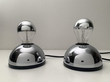 X2 Lampade da tavolo Targetti Sankey In Metallo Cromato Base Plastica 70s