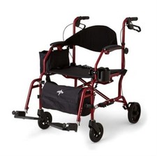 Medline Sedia Combinata Deambulatore e Trasporto, Scrivania-Braccia Lunghezza, ROSSO