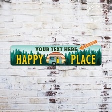Insegna Camper Personalizzata Camper Happy Place Van Life Campeggio Rimorchio Decorazione 104182002015