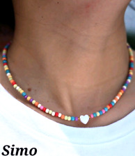 COLLANA COLLARINO  DONNA  PERLINE  CONCHIGLIA CUORE REGOLABILE SCONTI CHARMS