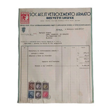 1940 SAIVA Luxfer Vetrocemento Armato Roma Fattura C03433