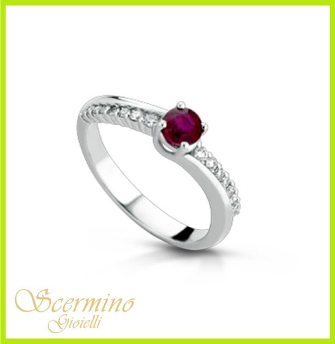 18k white gold ring real - white, ruby