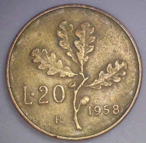 Italy 1958 20 lire - italy,