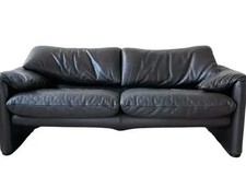 Divano Cassina In Pelle Nera Magistretti Maralunga