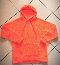 Winter hoodie sweater fleece fluorescent orange felpa in pelliccia invernale 