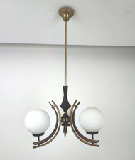 Lampadario Legno Tek/Ottone