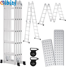  Scala multiuso in alluminio, 4 x 5 gradini, 5,8 m, con piattaforma, scala con 2