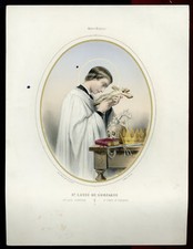 litografia 1800 S.LUIGI GONZAGA dip. a mano-TURGIS