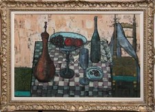 Gerard Sebastian, Still Life Su Tavolo, Pittura a Olio su Tela, Firmato L. R