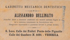 Gabinetto Meccanico Dentistico ALESSANDRO BELLINATO Venezia biglietto da visita