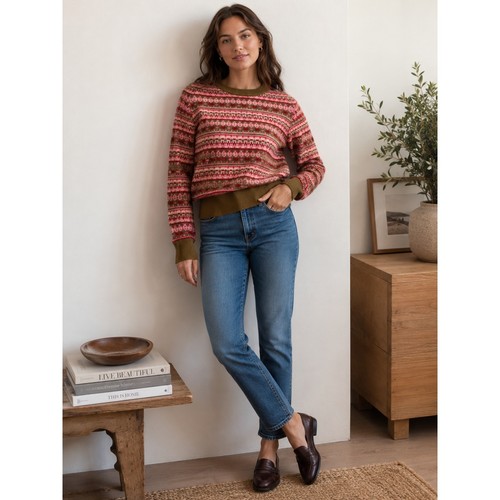 Maglione crew donna marrone - j,