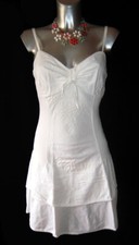 Abito bianco estivo metà cotone e metà lino a balze white linen cotton dress
