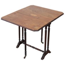 Tavolino antico a righe in noce intarsiato sec. XIX